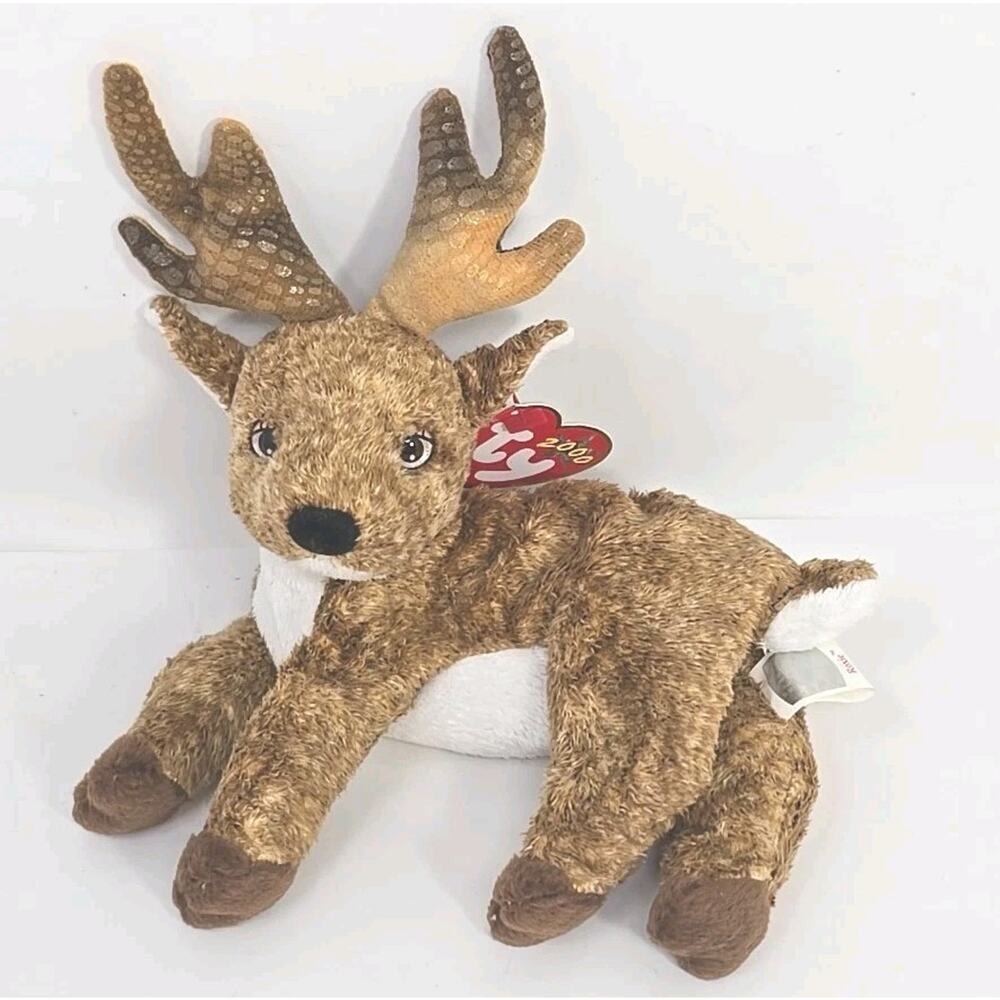 2000 Ty Beanie Baby "Roxie" Retired Black Nose Christmas Reindeer BB30